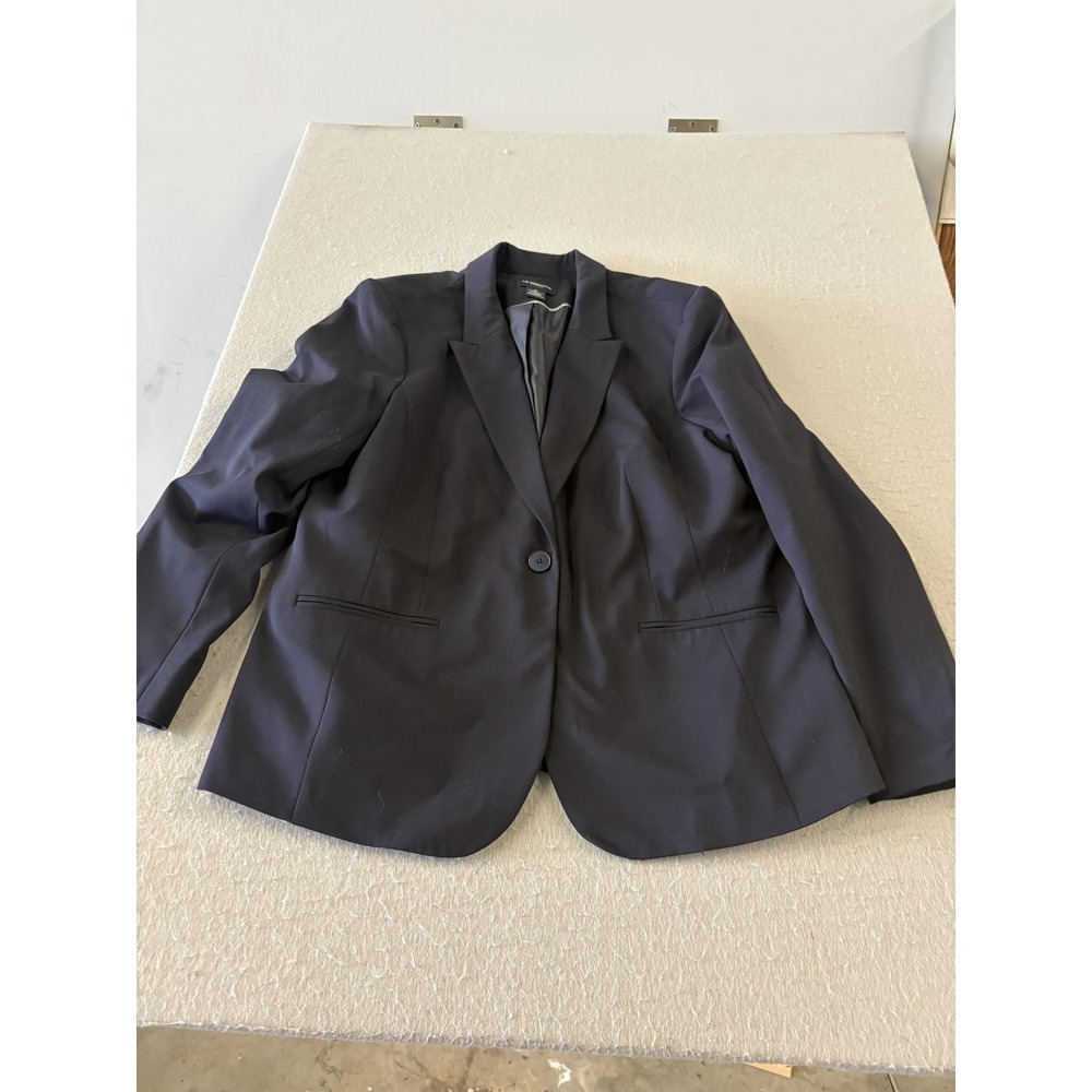 Liz Claiborne Blazer Womens M Blue Solid One Button Lined Stretch Workwear